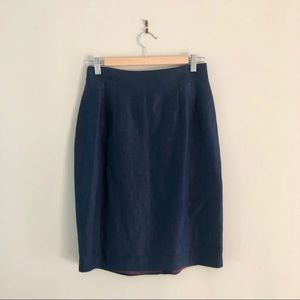 Vintage Ann Taylor Navy Blue Pleated Pencil Skirt